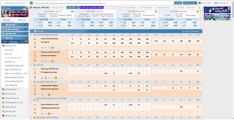 Kèo tỷ số chính xác tại Thể Thao 2Hello88