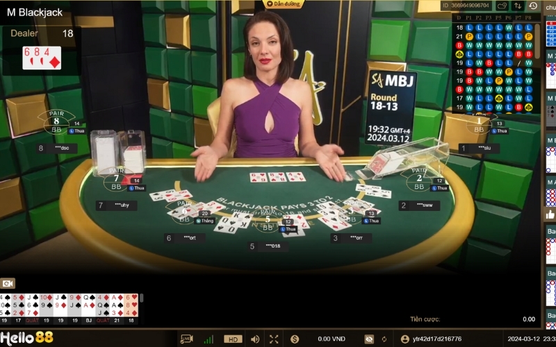 Blackjack trong sảnh Casino 2hello88